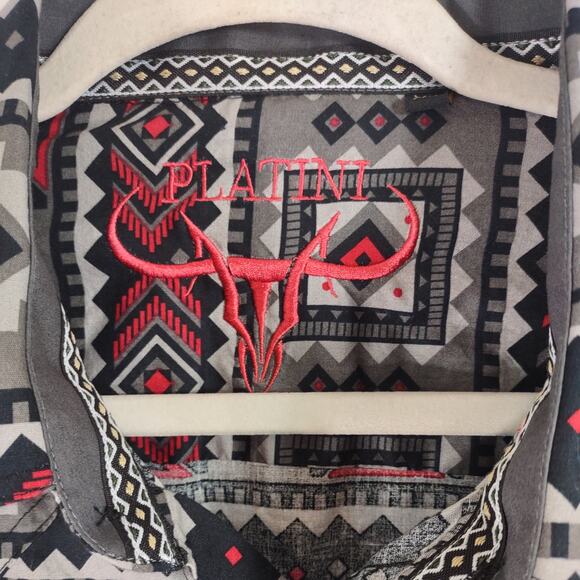 Platini Western Snap Button Long Sleeve Shirt, Size XL - Picture 4 of 10